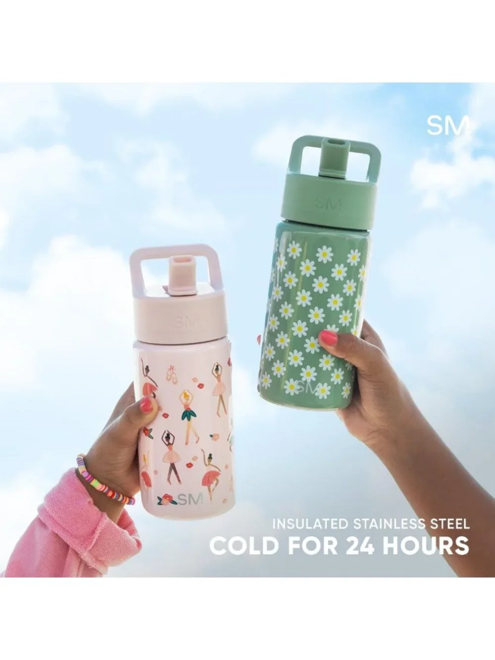 Insulated 14oz Kids Water Bottle with Straw Lid | Spill Proof Tumbler for School